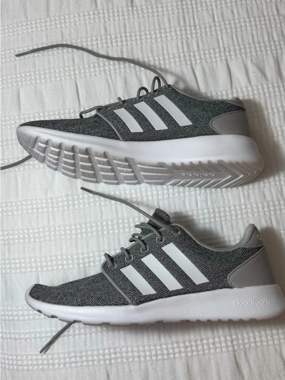 Adidas Grey Cloudfoam‎ Running Shoes with White Stripes